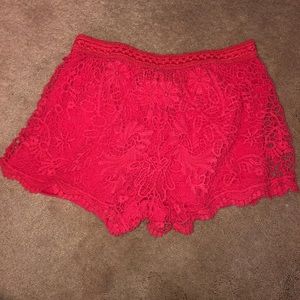 Red/Pink Lace Shorts